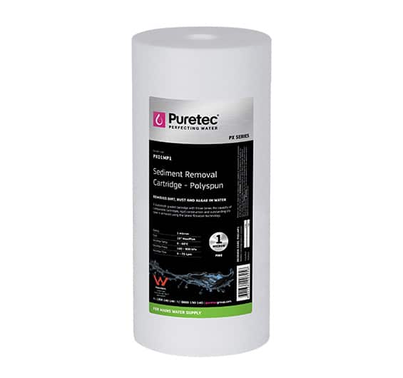 Puretec PX01MP1 Polyspun Sediment Cartridge, 10″ MP 1 Micron